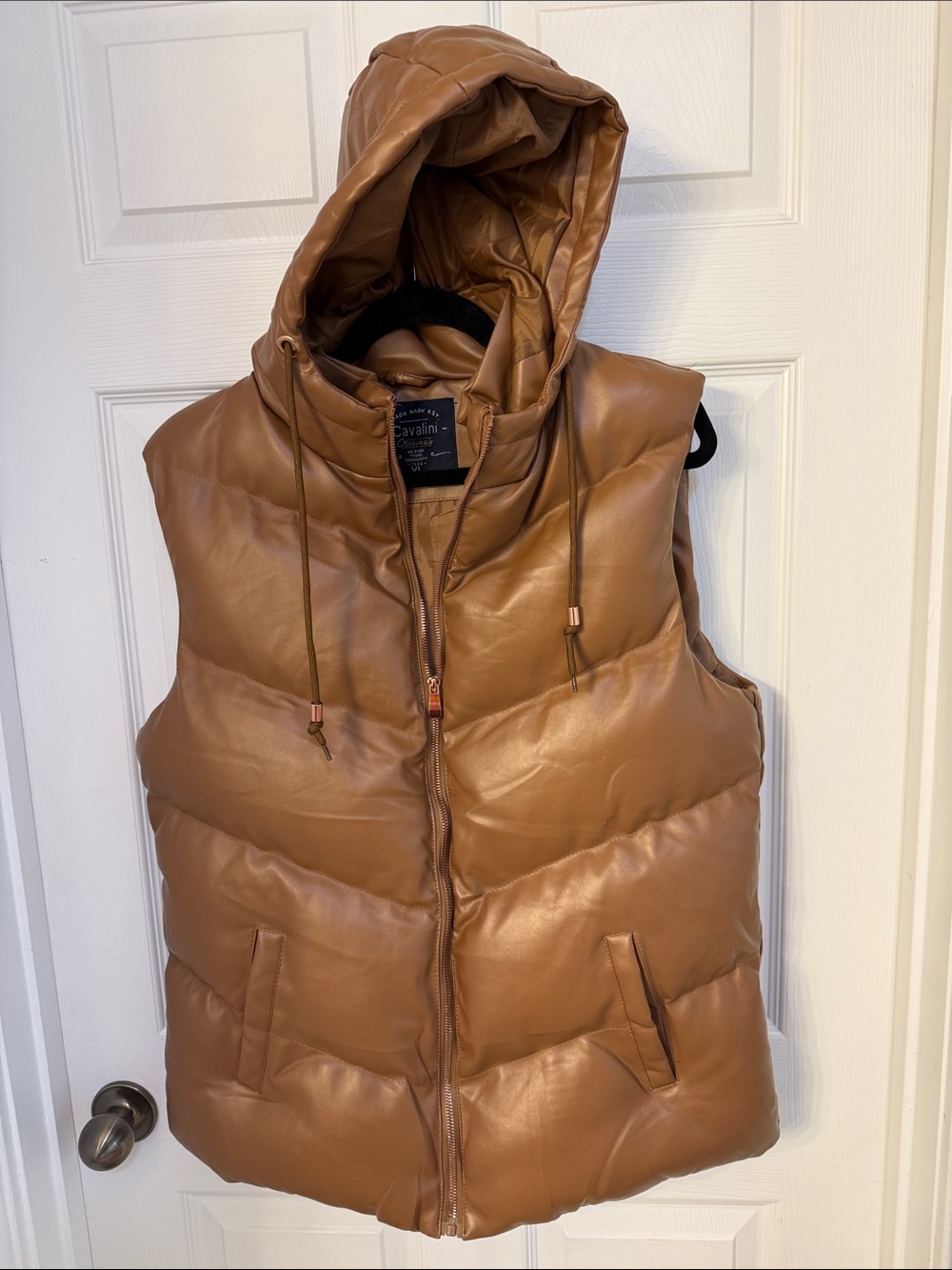 Cavalini Originals Vegan leather Puffer vest color Pecan size XL